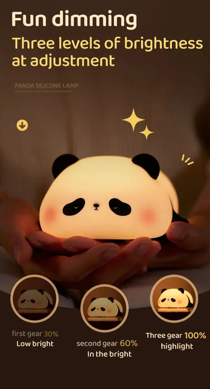 Cute Panda Light Lamp Silicone Panda Touch Night Light Nursery Lamp
