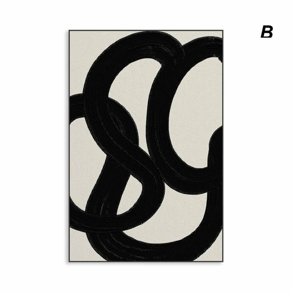 Abstract Black and White Shapes Geometric Wall Art Canvas Prints Minimalist Poster For Modern Living Room Office Décor