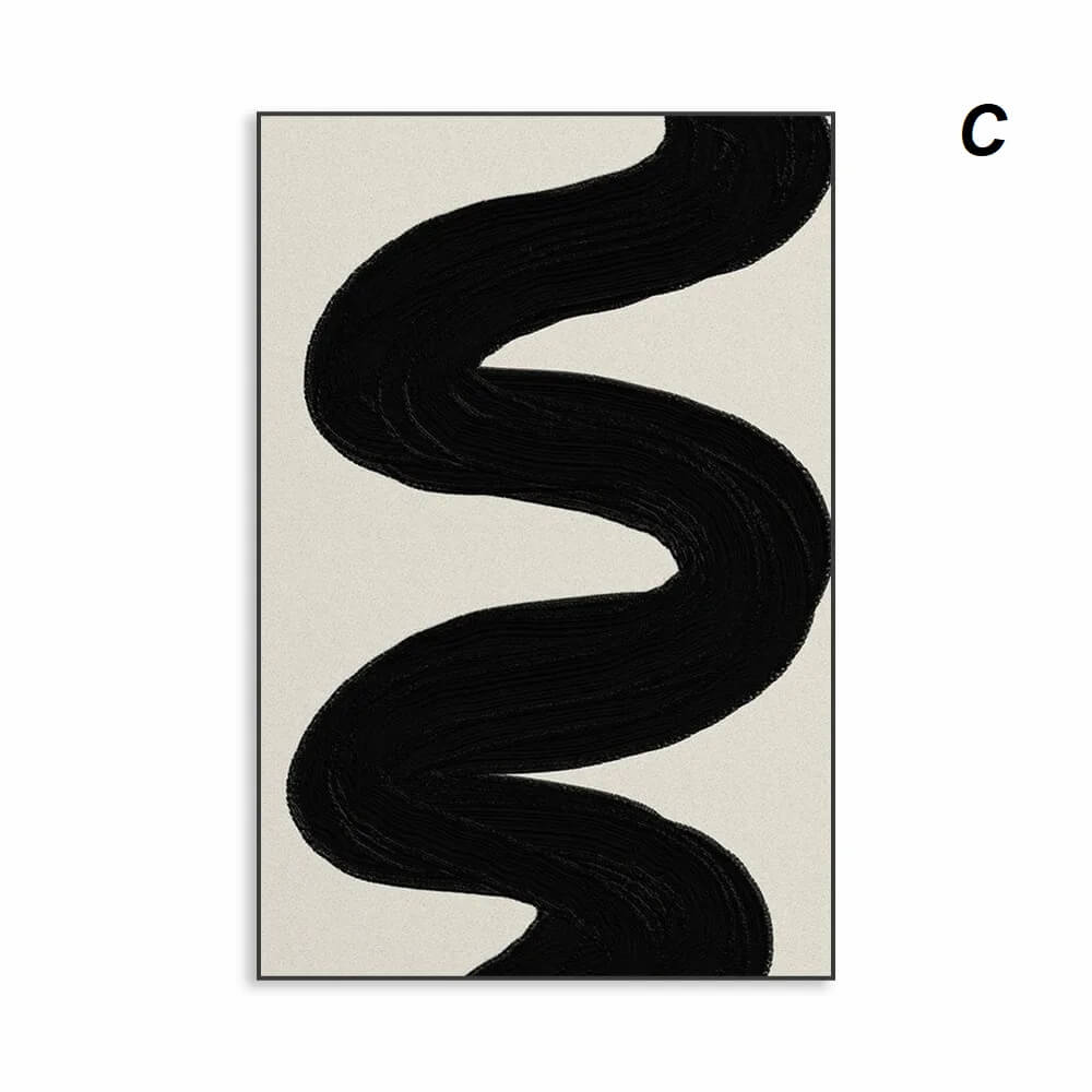 Abstract Black and White Shapes Geometric Wall Art Canvas Prints Minimalist Poster For Modern Living Room Office Décor