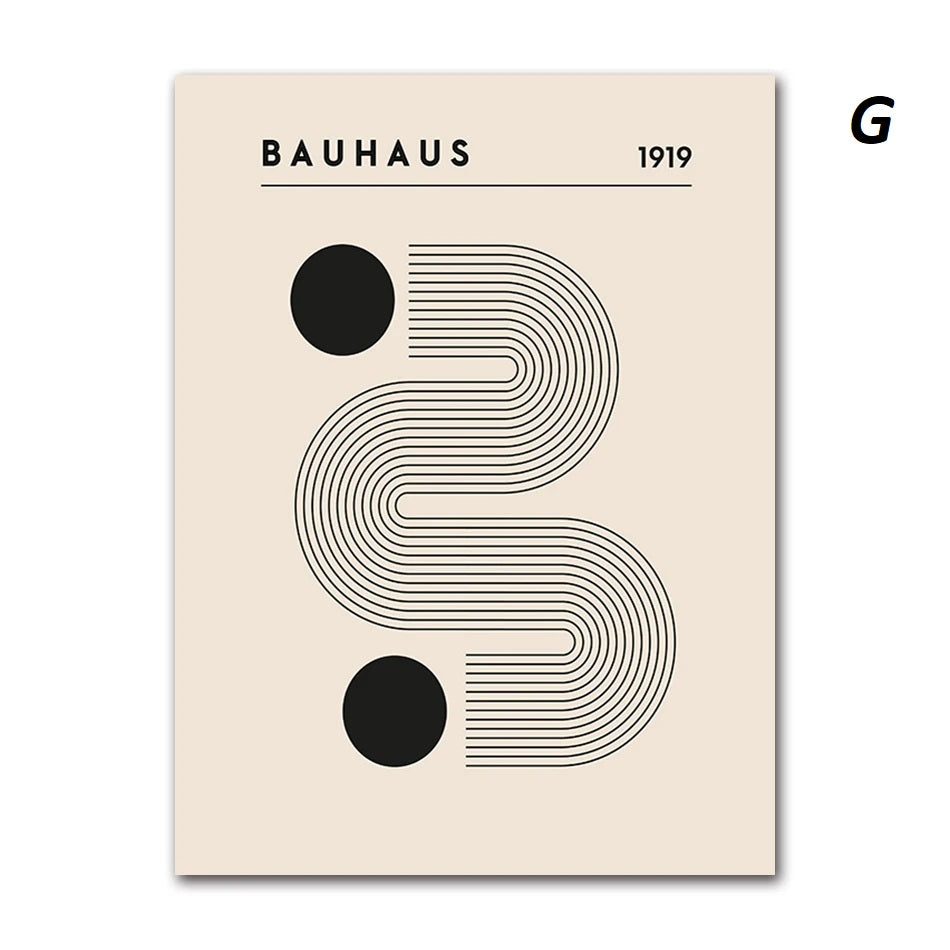 Abstract Geometric Bauhaus Black and White Wall Art Canvas Print Modern Minimalist Poster for Home Office Decor