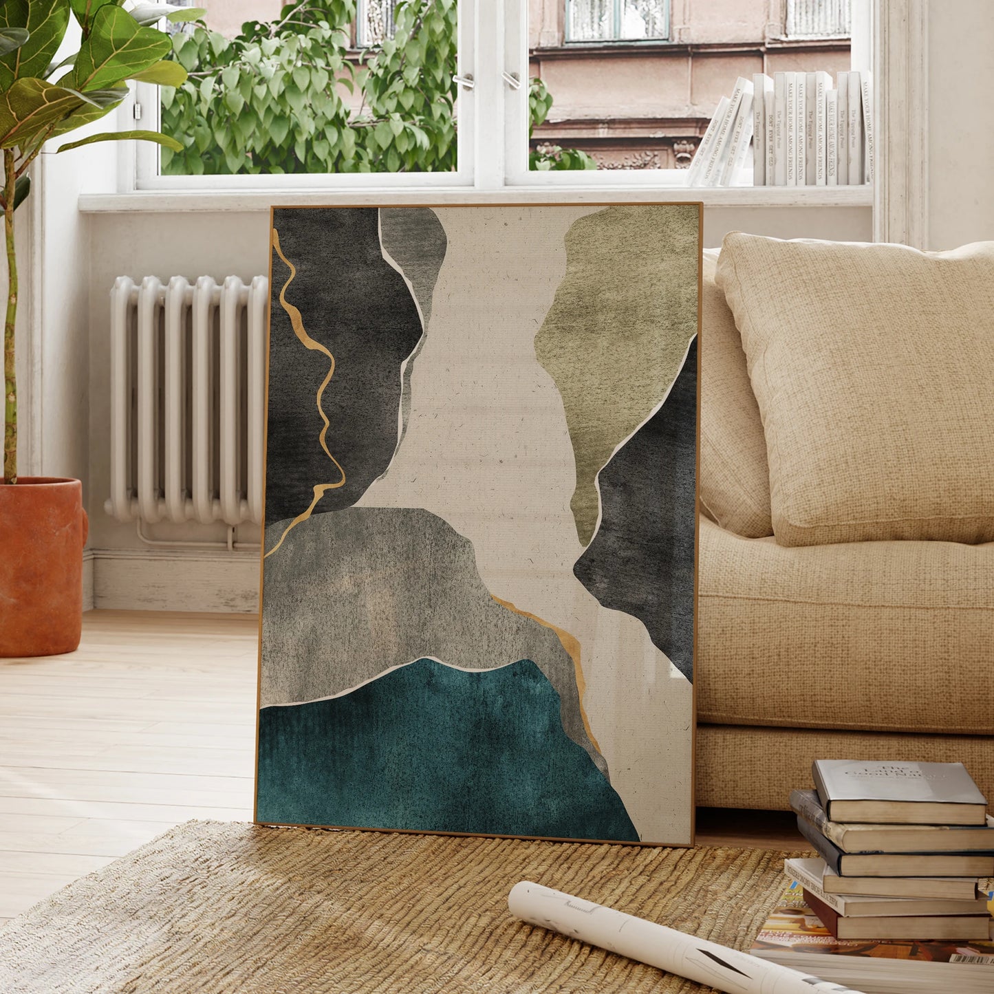 Abstract Nordic Canvas Print Wall Art For Modern Scandinavian Living Room Bedroom Office Home Decor