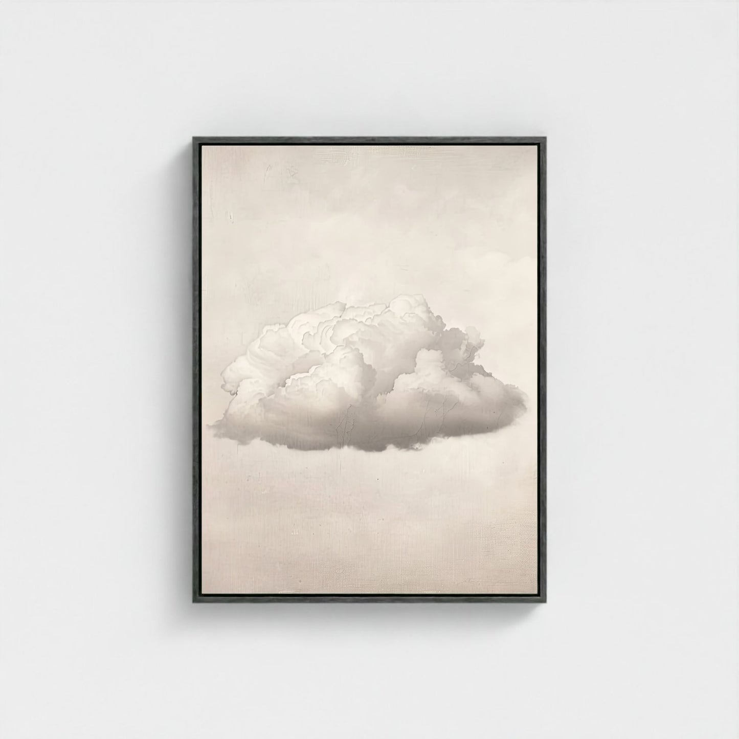 Abstract White Cloud Wall Art Canvas - Framed Minimalist Pastel Sky Wall Art