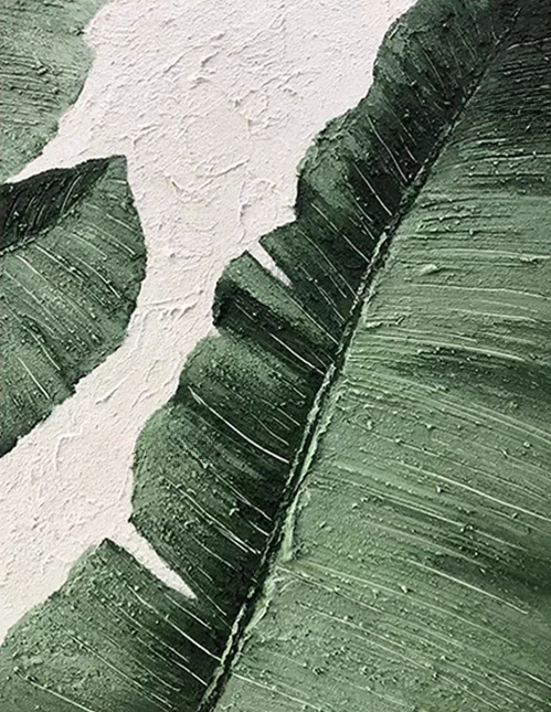 Large Banana Leaf Hand-Painted Artwork | Tropical Handmade Canvas Art