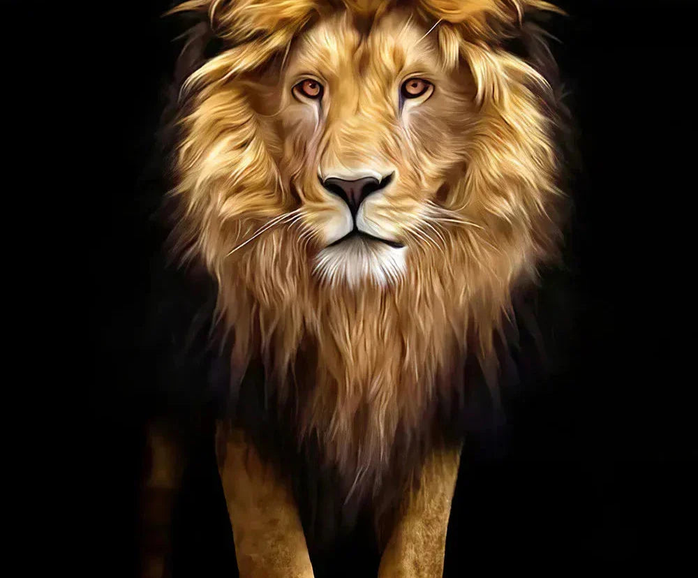 Black Golden Lion Wall Art Canvas Print For Entrance Foyer Living Room Home Decor