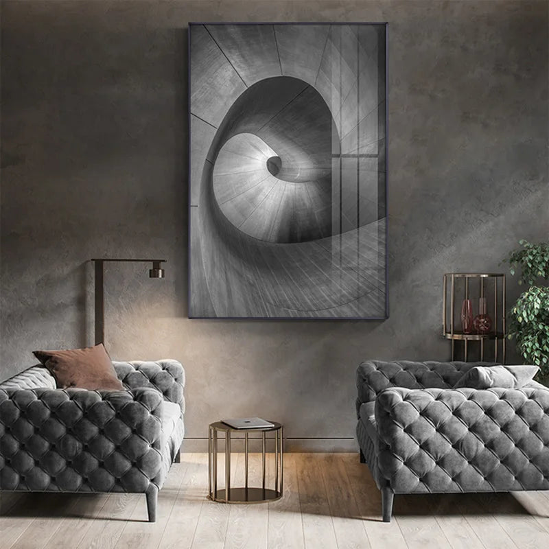 Abstract Black Grey Industrial Architectural Wall Art Canvas Prints For Modern Loft Apartment Living Room Home Office Wall Decor