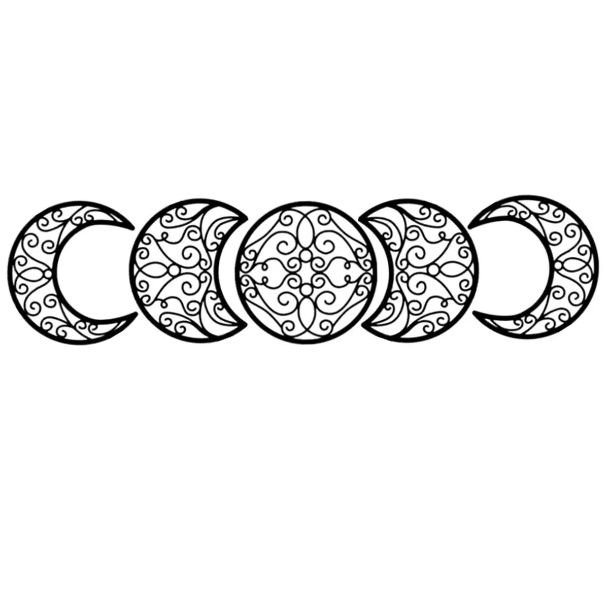 Black Metal Moon Phase Wall Art 3d Iron Craft Wall Mounted Scandinavian Wall Hanging Decoration For Living Room Home Decor