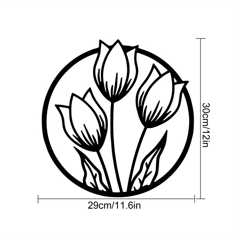 Black Metal Silhouetted Floral Wall Art Plaques Elegant 3d Iron Crafted Wall Decoration For Living Room Dining Room Bedroom Decoration