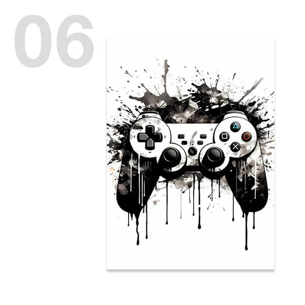 Black White Game Controller Minimalist Wall Art Canvas Print For Office Children Room Wall Décor