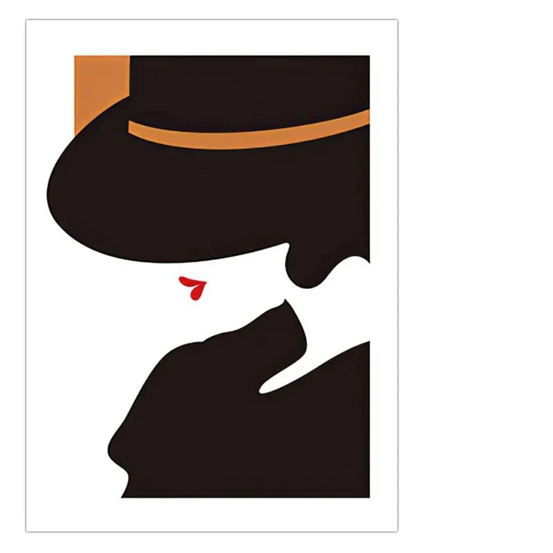 Black Hat Fashion Chic Lady Wall Art Canvas Prints For Living Room Bedroom Salon Boutique Art Decor