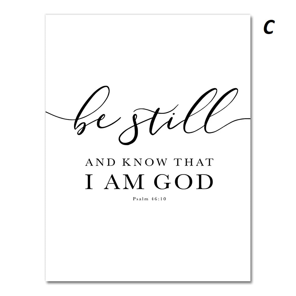 Christian Bible Verse Quote Wall Art Canvas Print Minimalist Psalm 46:10 Scripture Poster For Home Office Wall Decor