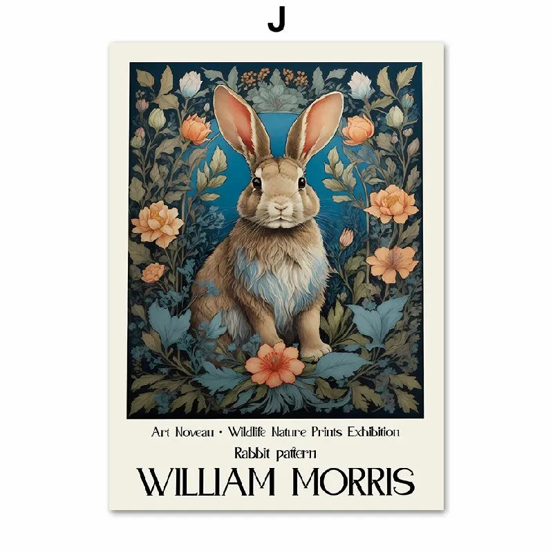Exhibition William Morris Wall Art Canvas Prints Animals Pictures Lion Fox Rabbit Owl Squirrel Deer Artworks Canvas Prints For Modern Living Room