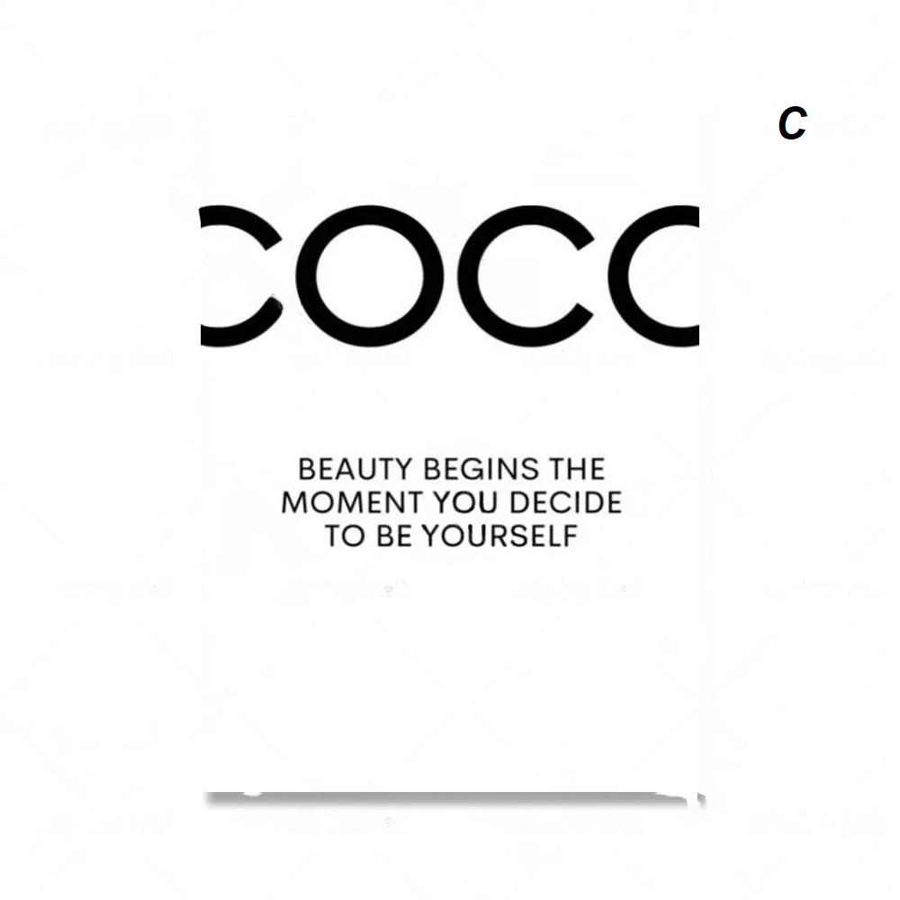 Flowers Perfume Minimalist Inspirational Coco Chanel Quotes Wall Art Canvas Prints Chic Wall Art For Modern Apartment Living Room Homes