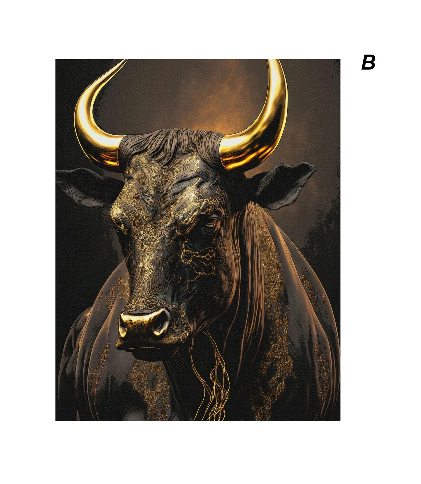 Golden Bull Canvas Wall Art Luxurious Abstract Animal Print For Modern Home Décor