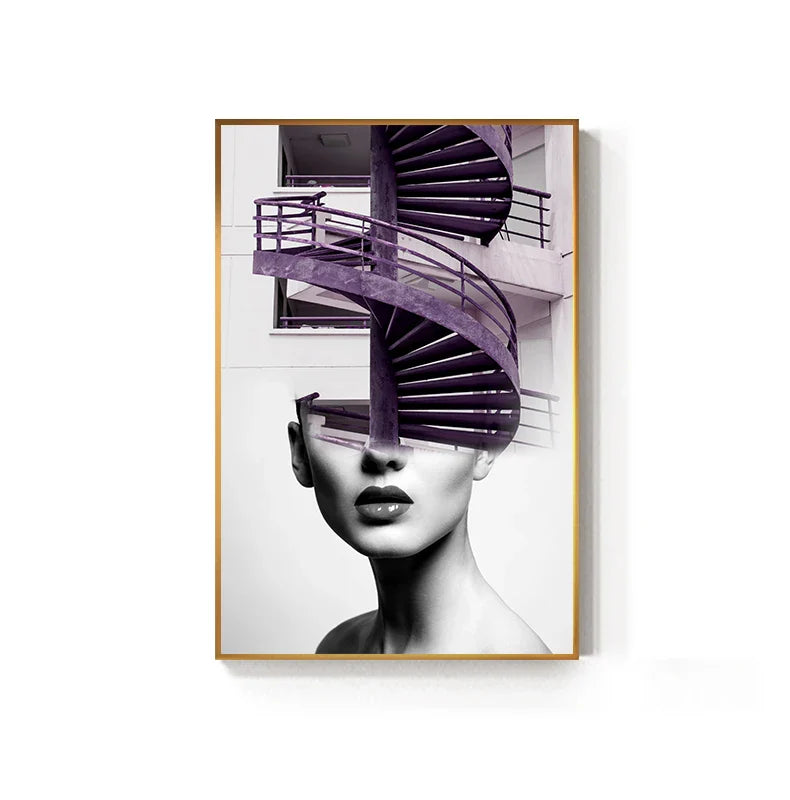 Abstract Architectural Fashion Woman Wall Art Canvas Prints For Modern Apartment Living Room Home Office Decor