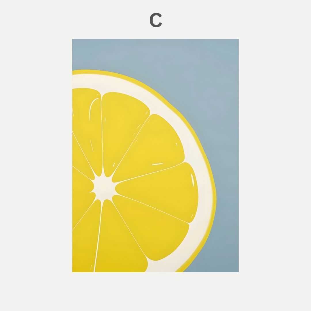 Illustration of a lemon slice on a blue background