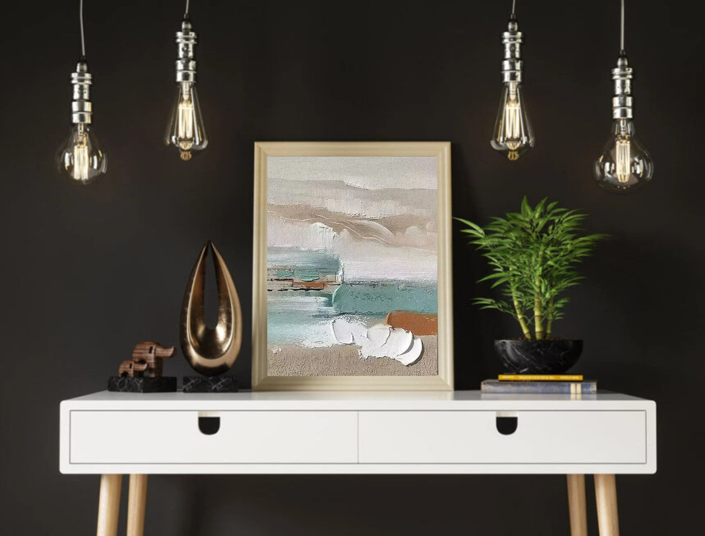 Modern Abstract Hand Painted Wall Art Artwork | Large Format Painting For Contemporary Living Room Hall Wall Decor Unique Wall Art Hand Painted On Canvas