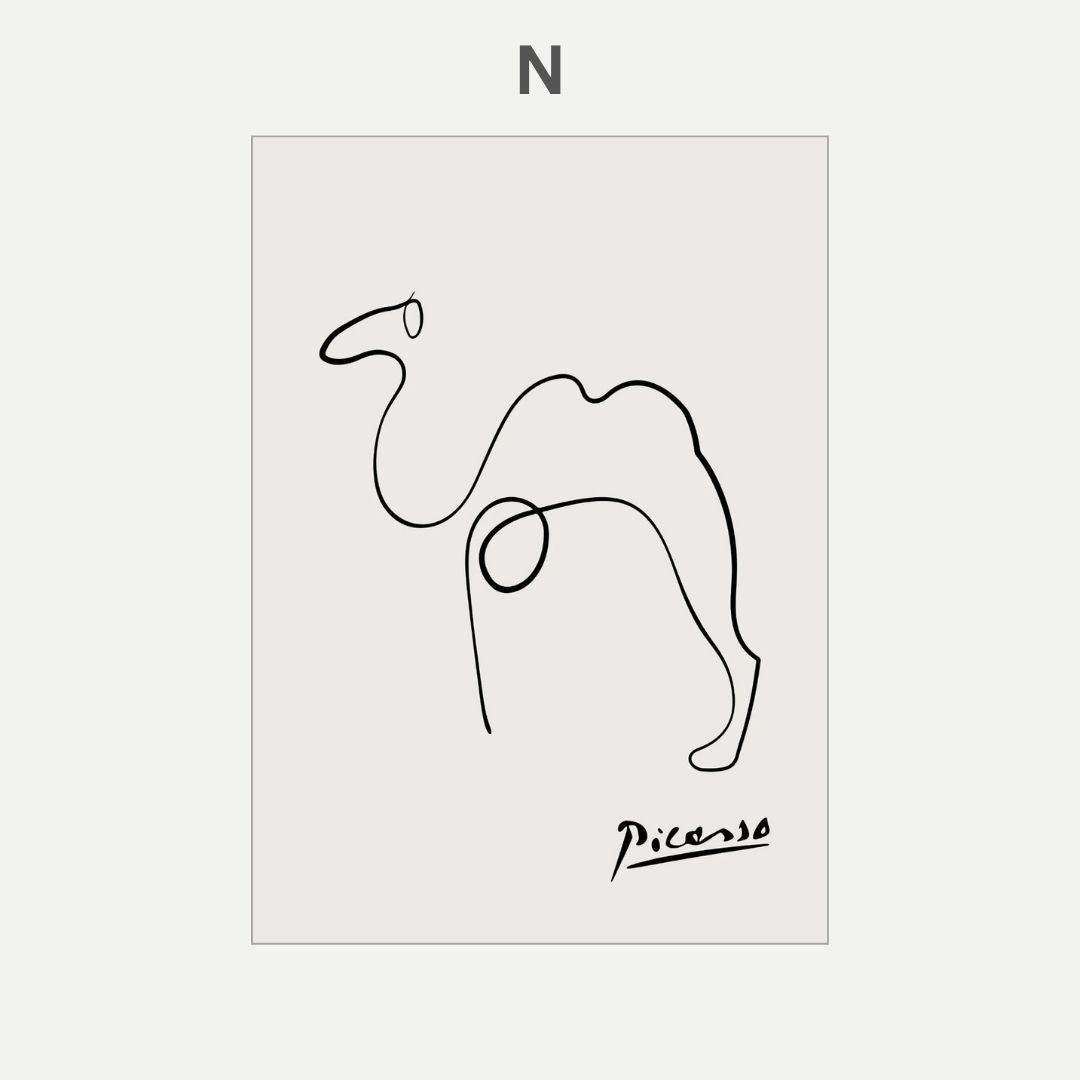 Pablo Picasso Cat Dog Flamingo Horse Owl Sketch Line Drawing Wall Art Canvas Prints For Modern Minimalist Living Room Bedroom Wall Decor