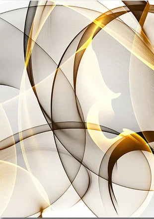 Abstract Flowing Black Golden Line Wall Art Canvas Prints Pictures For Modern Apartment Living Room Home Office Decor