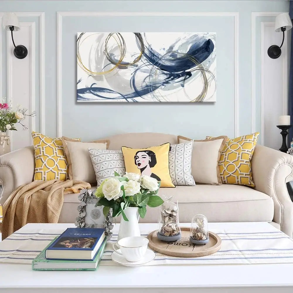 Abstract Minimalist Golden Green Flowing Wall Art Canvas Prints For Living Room Dining Room Modern Bedroom Interior Decor