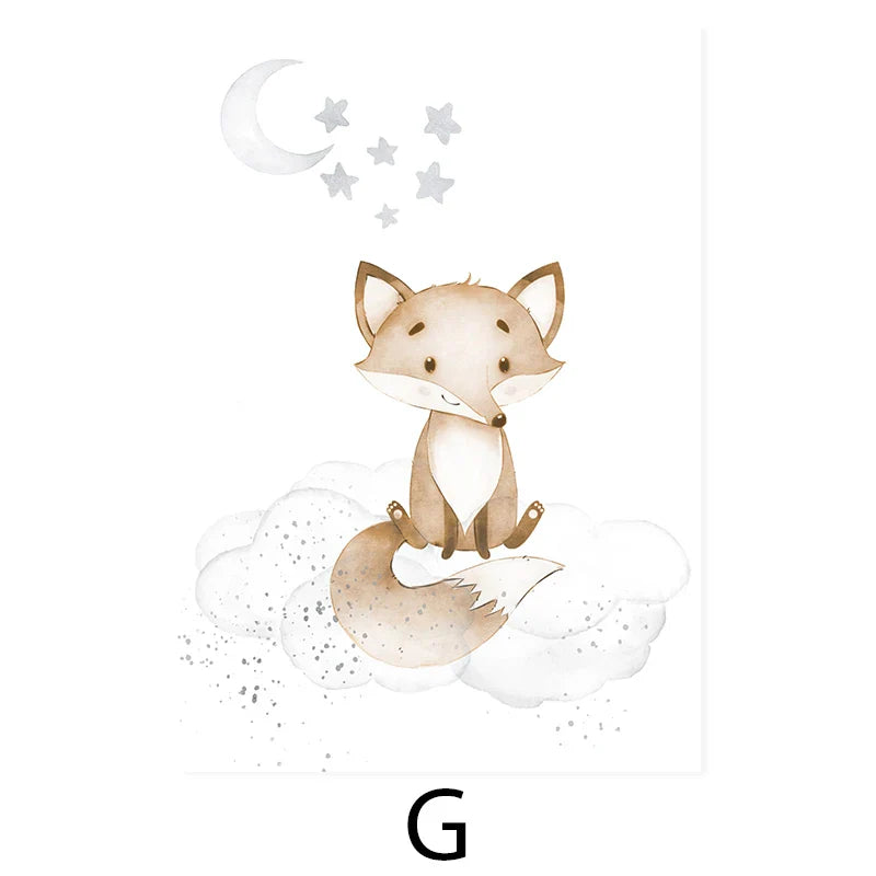 Baby Elephant Monkey Animals Nursery Wall Art Fine Art Canvas Prints Cute Pastel Poster For Baby's Room Kids Room Wall Decor