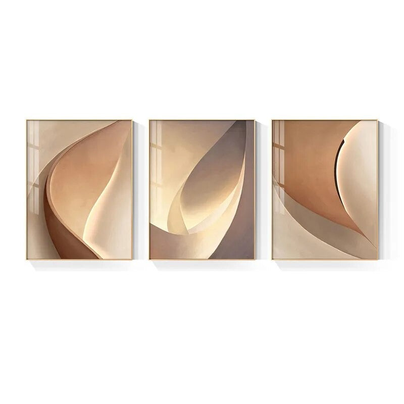 Abstract Terracotta Curves Modern Minimalist Wall Art Canvas Prints For Living Room Hotel Room Interior Design