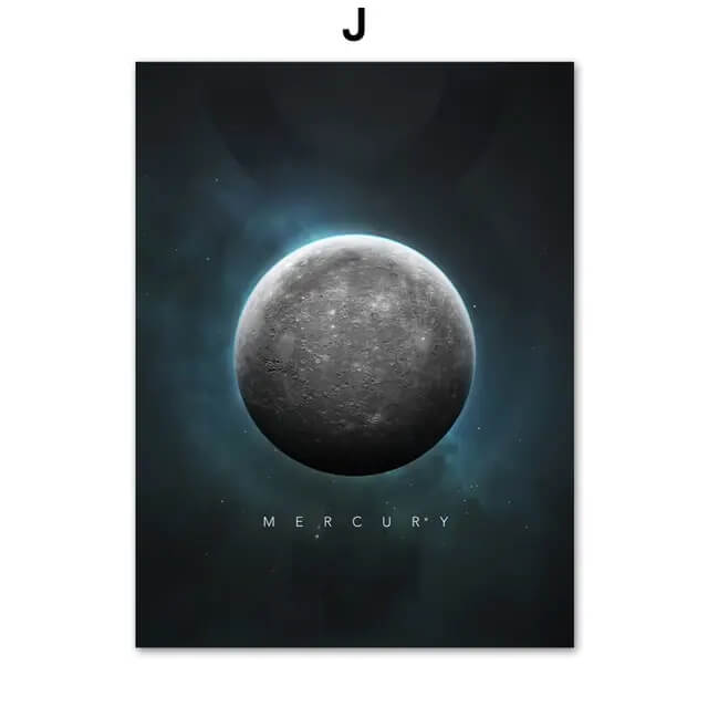 Sun Venus Saturn Mars Earth Pluto Planet Wall Art Modern Canvas Prints Nordic Posters Galaxy Solar System Pictures For Living Room Décor