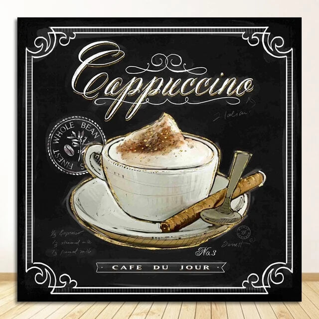 Vintage Coffee Canvas Prints Scandinavian Nordic Style Wall Art Cappuccino Espresso Retro Poster For Bars Cafe Kitchen Décor