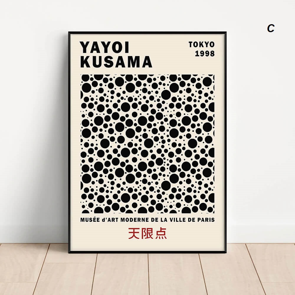 Yayoi Kusama Abstract Line Dots Green Black Canvas Prints Wall Art For Modern Living Room Bedroom Office Décor