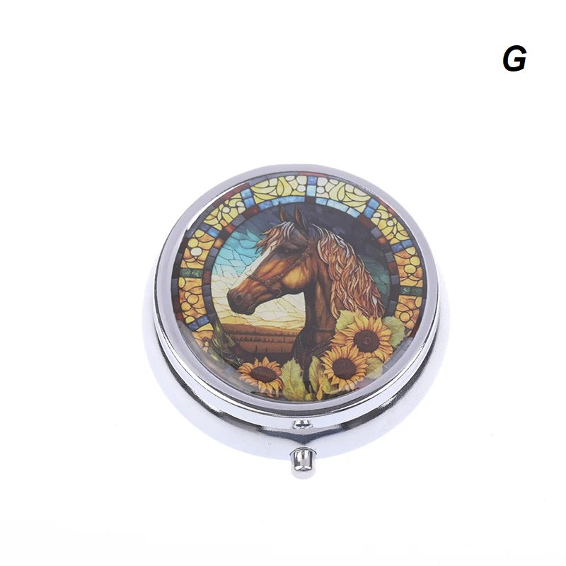 Cute Pill Container Colorful Portable Travel Pill Organizer Dragonfly Round Pill Box 3 Compartment Small Pill Case For Purse