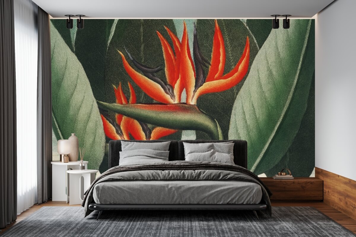 Botanical Bird of Paradise Plant Mural Wallpaper (SqM)