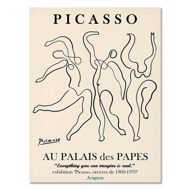 Abstract Girl Picasso Matisse Canvas Prints | Line Drawing Minimalist Nordic Style Impressionism Famous Fine Art For Modern Living Room Home Décor