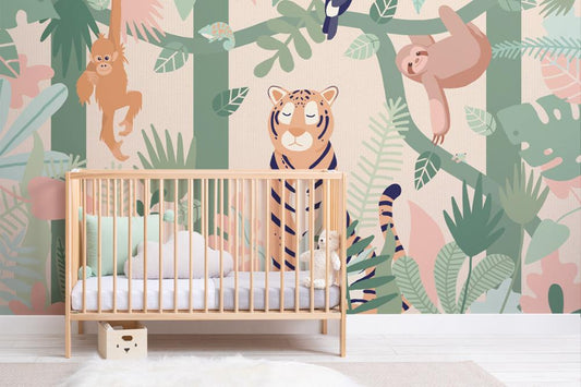 Buddies Jungle Animal Mural Wallpaper (SqM)
