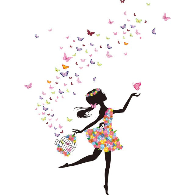 Fairy Butterflies Girl Wall Decal