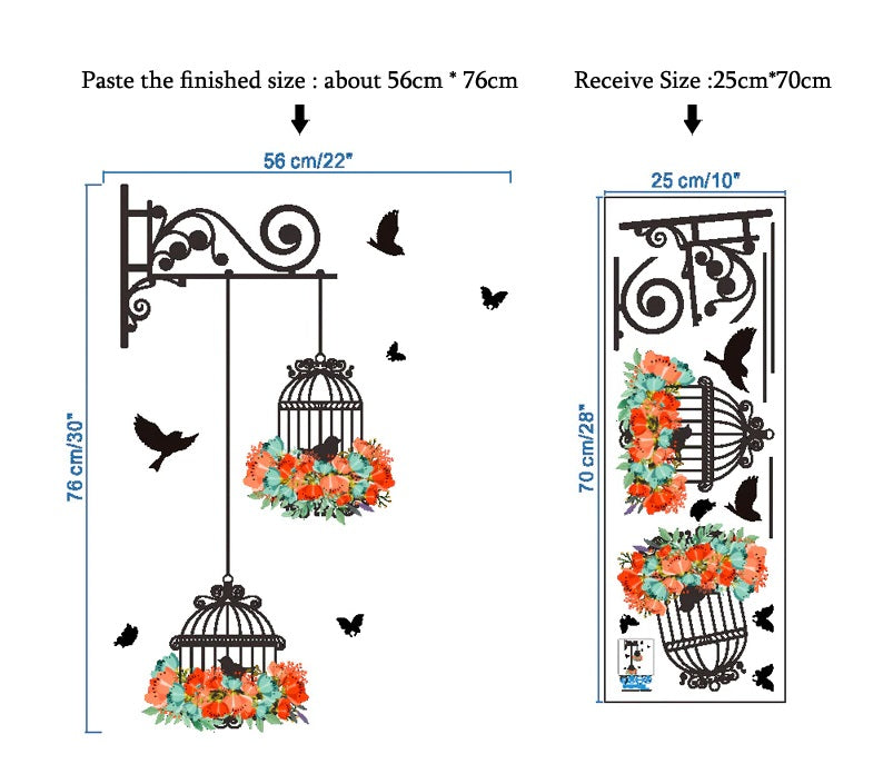 Colorful Birdcage Wall Decal