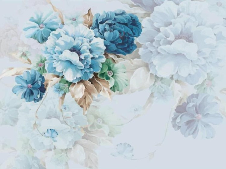 Azure Gentle Flowers Wall Mural (SqM)