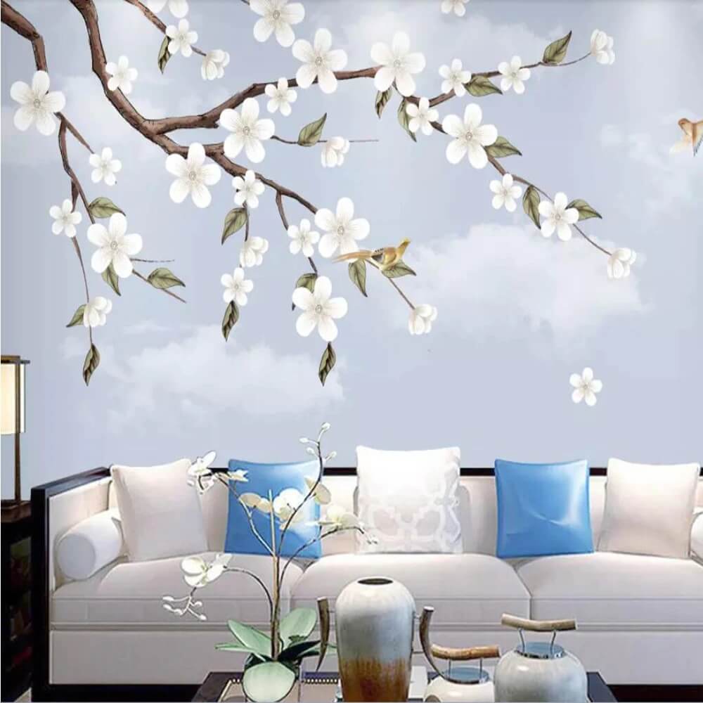 Cherry Flowers Pastel Mural Wallpaper (SqM)