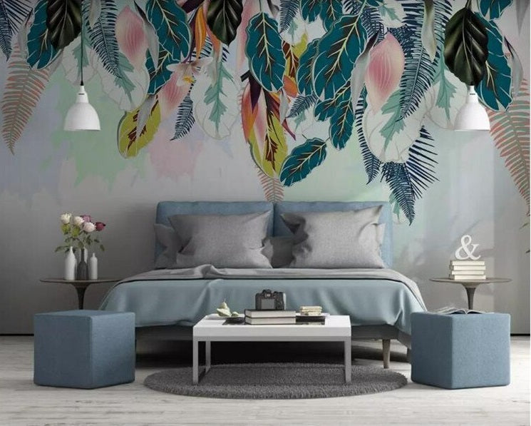 Colorful Falling Leaves Mural Wallpaper (SqM)