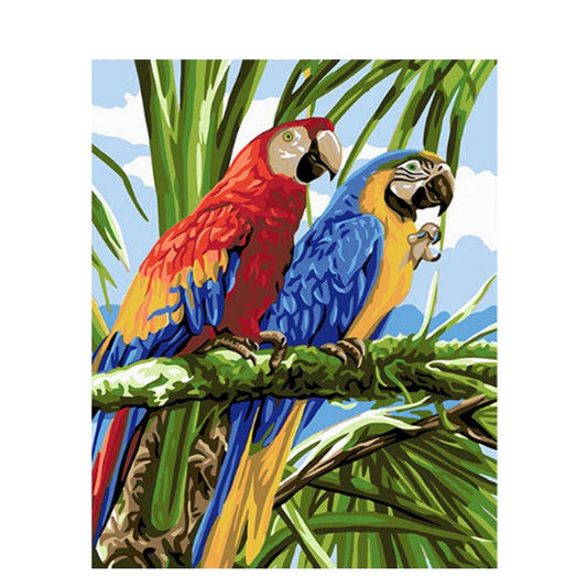 DIY Paint By Numbers - Two Exotic Parrots Painting Canvas