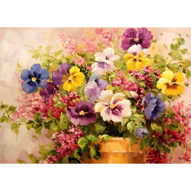 DIY Paint By Numbers - Spring Flowers Pot Painting Canvas – DIVEROS