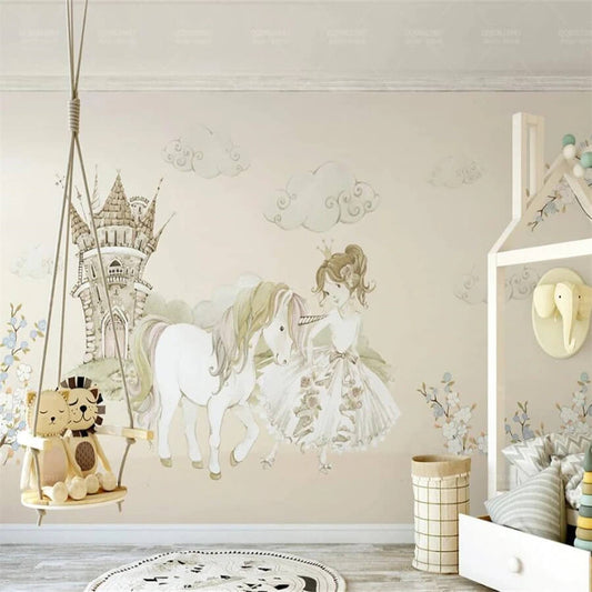 Fairytale Princess and Unicorn Mural Wallpaper (SqM)