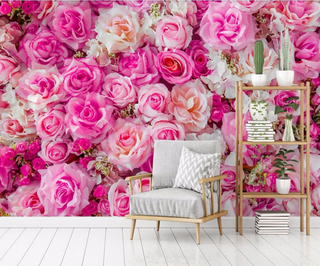 Pink Roses Wall Mural (SqM)