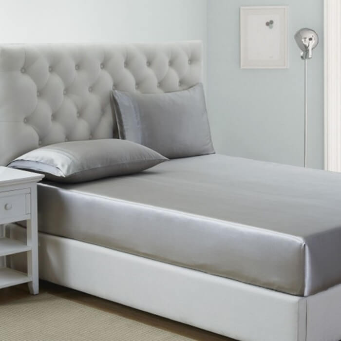 Silver Gray 3 Pieces 19 MM Mulberry Silk Bedding Set