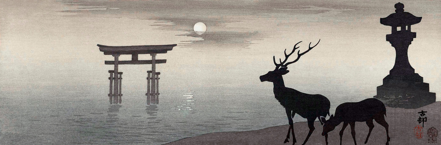 Landscape with Torii and Deer Mural Wallpaper (SqM)
