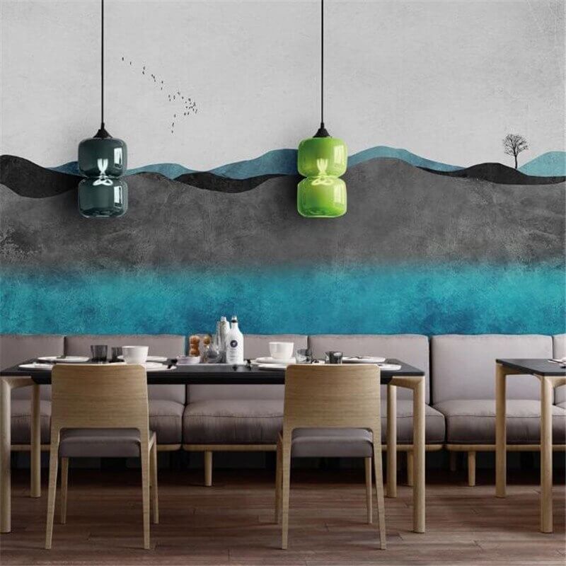 Minimalist Blue Landscape Mural Wallpaper (SqM)