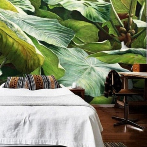 Morning Rainforest Giant Leaves Wall Mural (SqM)