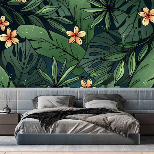Gradient Tropical Leaves Mural Wallpaper (SqM)
