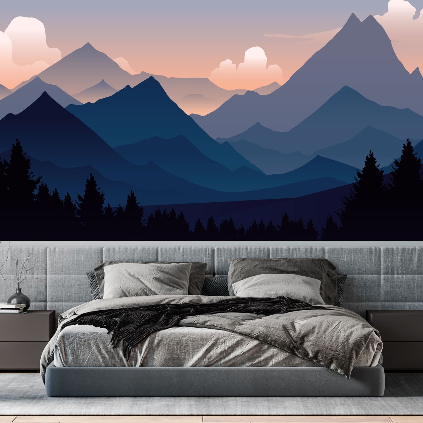 Gradient Mountain Landscape Mural Wallpaper (SqM)