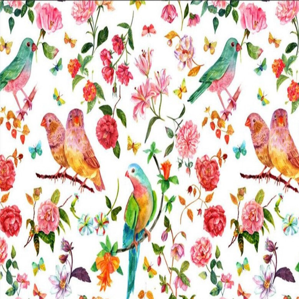 Parrots & Flowers Mural Wallpaper (SqM)