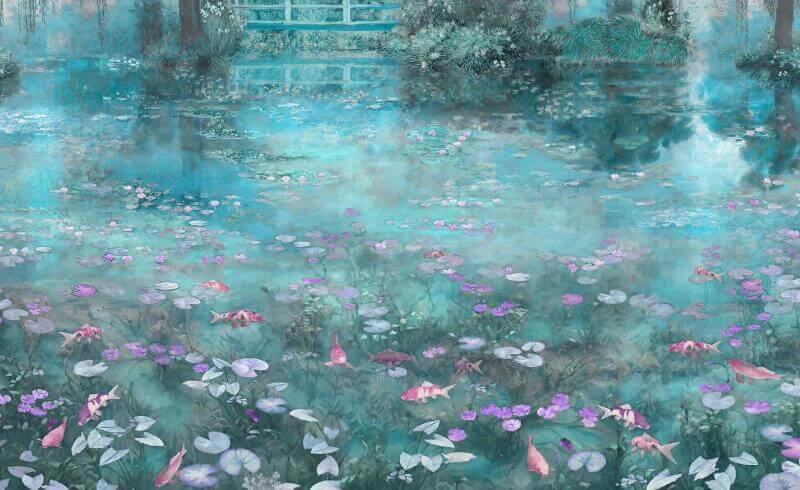 Pastoral Water Lilies Mural Wallpaper (SqM)