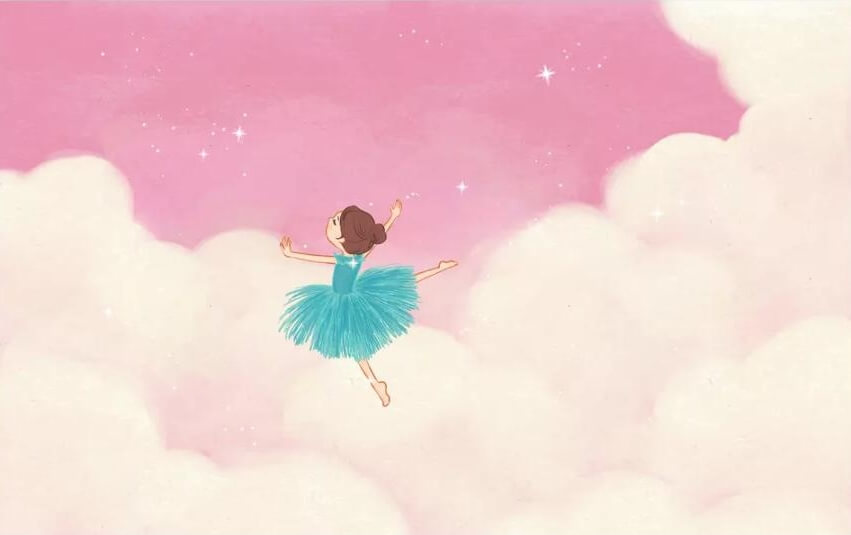 Pink Clouds Ballet Girl Mural Wallpaper (SqM)